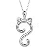 Anti-Tarnish Rhodium Plated 925 Sterling Silver Cat Pendant Necklace for Women JN1047A-1