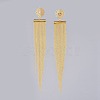 Brass Ball Chains Dangle Earrings EJEW-JE03536-2