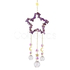 Natural Amethyst Chip Wrapped Metal Star Hanging Ornaments PW-WG25242-02-1