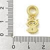 Rack Plating Brass Pave Clear & Black Cubic Zirconia Fox European Dangle Charms KK-Z067-55G-3