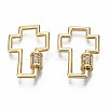 Brass Micro Pave Clear Cubic Zirconia Screw Carabiner Lock Charms KK-S360-022-NF-1