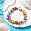 Beach Starfish Dyed Synthetic Turquoise Stretch Bracelets BJEW-JB10295-02-2