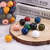 220Pcs 11 Colors Painted Natural Wood European Beads WOOD-TA0001-54-6