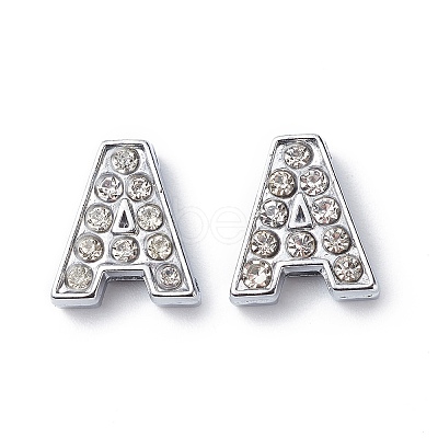 Alloy Initial Slide Charms with Grade A Rhinestones ALRI-R032-A-FF-1