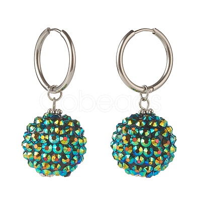 Sparkling Rhinestone Ball Dangle Hoop Earrings EJEW-JE04813-1