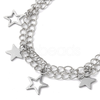 Star & Moon 304 Stainless Steel Charm Bracelets BJEW-JB10366-1