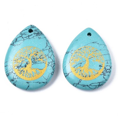 Synthetic Turquoise Pendants G-T122-71H-1