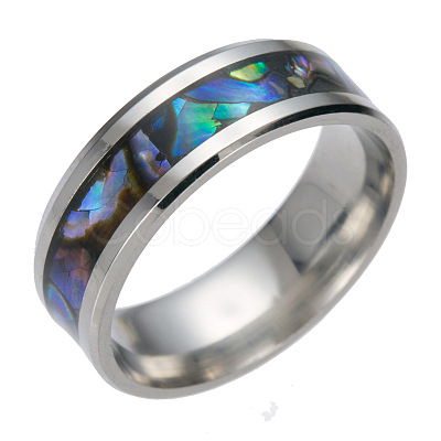 201 Stainless Steel Wide Band Finger Rings RJEW-T005-8-07-1