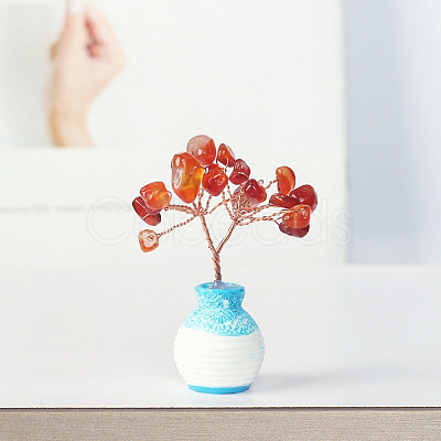 Resin Vase with Natural Carnelian Chips Tree Ornaments BOHO-PW0001-086B-03-1