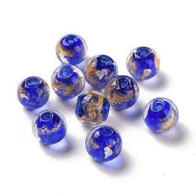 Handmade Gold Foil Lampwork Glass Beads FOIL-E003-02D-1