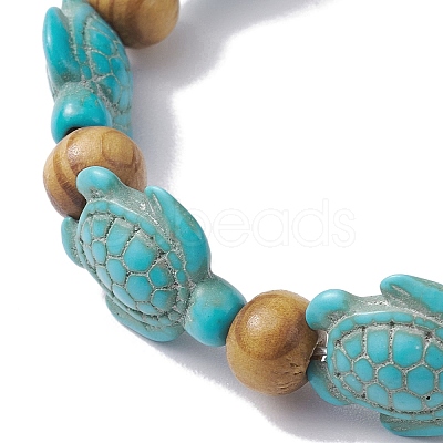 Beach Turtle Dye Synthetic Turquoise Beaded Stretch Barcelets BJEW-JB10291-01-1