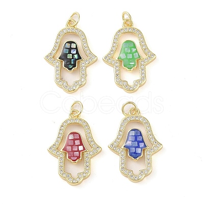 Brass Micro Pave Clear Cubic Zirconia Pendants KK-Q813-04G-1