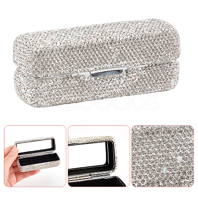 Bling Rhinestone Lipstick Case Holder CON-WH0089-49-1