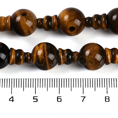 Natural Tiger Eye 3-Hole Guru Beads Strands G-H064-E04-01-1