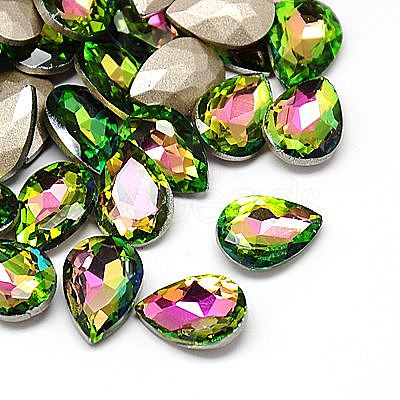 Glass Pointed Back Rhinestone Cabochons RGLA-A008-10x14mm-M-1