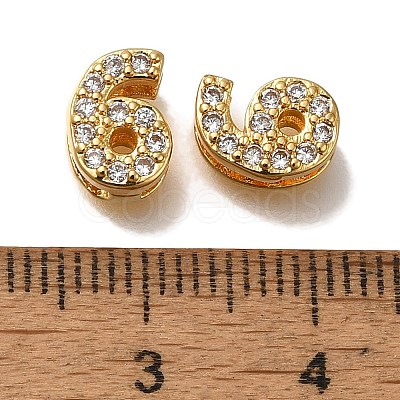 Rack Plating Number Brass Micro Pave Clear Cubic Zirconia Silde Charms KK-A231-13G-1