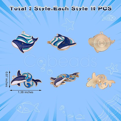 20Pcs Whale Enamel Charm Pendant Blue Whales Fish Charm Sea Animal Pendant for Jewelry Necklace Bracelet Earring Making Crafts JX299A-1