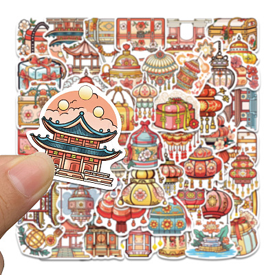 50Pcs Antique Theme PVC Waterproof Self-Adhesive Stickers PW-WG22100-01-1