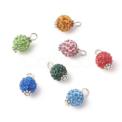 Polymer Clay Rhinestone Pendants PALLOY-JF01330-1