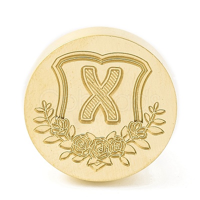 Golden Tone Round Wax Seal Brass Stamp Heads AJEW-Z034-02G-X-1