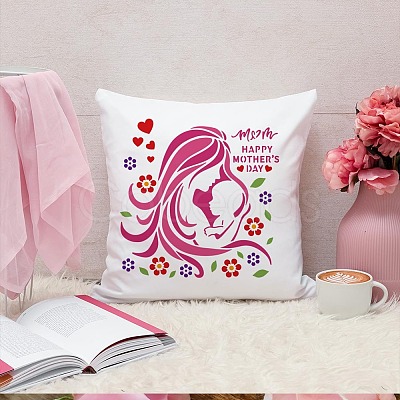 MAYJOYDIY US 1Pc Mother's Day PET Hollow Out Drawing Painting Stencils DIY-MA0004-52-1