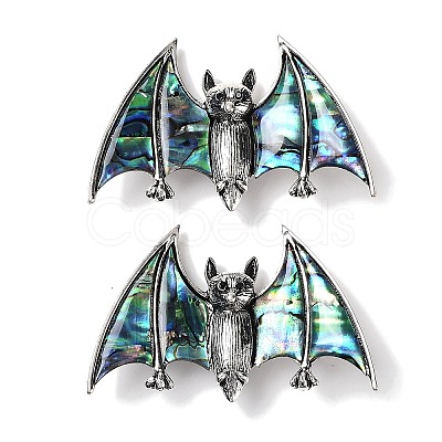 Tibetan Style Alloy Bat Brooches JEWB-A021-01A-AS-1