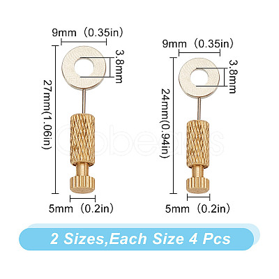 DICOSMETIC 8Pcs 2 Styles DIY Leathercraft Locking Pins TOOL-DC0001-12-1