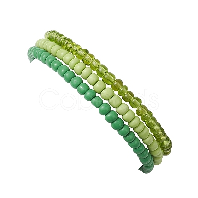 3Pcs 3 Colors Glass Seed Beaded Stretch Bracelet Sets BJEW-JB10529-01-1