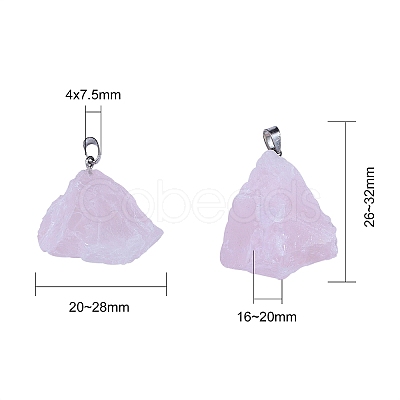 5Pcs 5 Style Natural Rose Quartz Pendants G-CJ0001-42-1