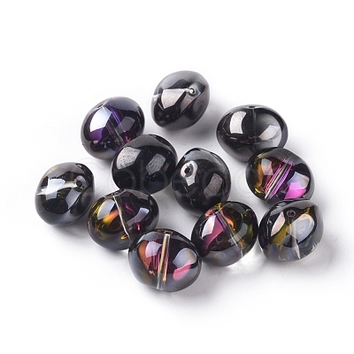 Half Plated Crystal Glass Oval Beads Strands EGLA-F027-C01-1