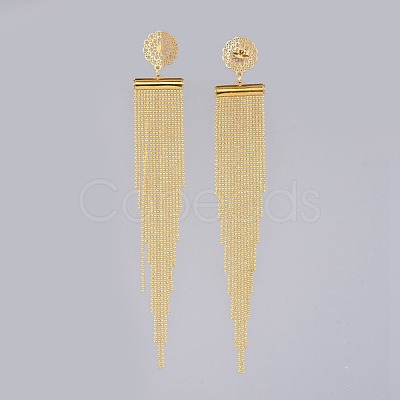 Brass Ball Chains Dangle Earrings EJEW-JE03536-1