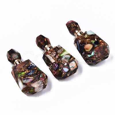 Assembled Synthetic Bronzite and Imperial Jasper Openable Perfume Bottle Pendants G-S366-059F-1