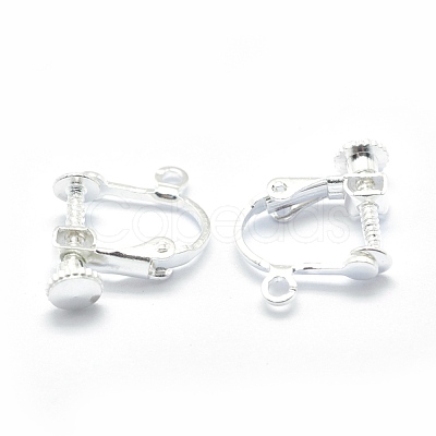 Racking Plated Brass Clip-on Earring Findings KK-P169-01S-1