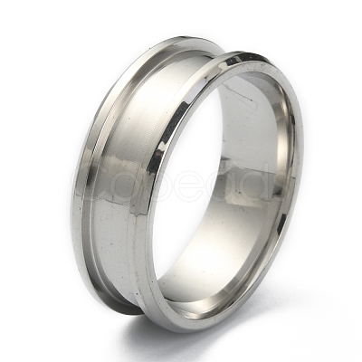 201 Stainless Steel Grooved Finger Ring Settings STAS-WH0029-52E-P-1