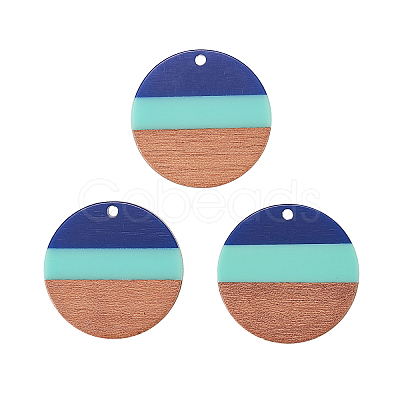 Tri-color Resin & Wood Pendants RESI-CJ0004-06-1