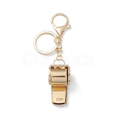 Shining Zinc Alloy Rhinestone Whistle Pendant Keychain KEYC-O014-01G-04-1