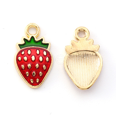 Light Gold Plated Alloy Enamel Pendants ENAM-R136-20B-1