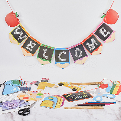 Welocome & School Supplies Paper Banners DIY-WH0453-42-1