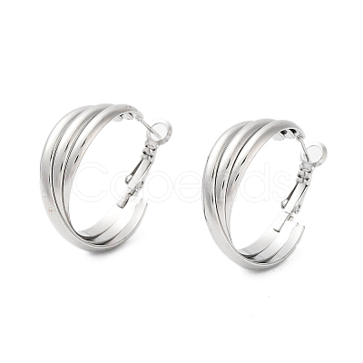 Tarnish Resistant 202 Stainless Steel Hoop Earrings EJEW-A041-02P-1