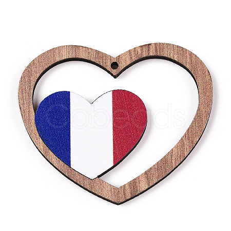 French Theme Printed Wood Pendants WOOD-N016-12-1