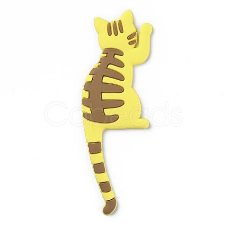 Cute Multifunction Cat Shape Acrylic Magnetic Refrigerator Sticker Fridge Magnets Hanging Hook AJEW-B002-01D-1