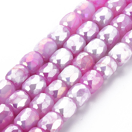 Opaque Baking Painted Glass Beads Strands EGLA-N006-008-B06-1