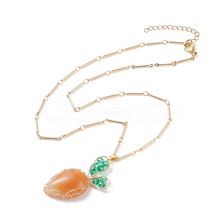 Natural Aventurine Braided Carrot Pendant Necklace NJEW-TA00036-1