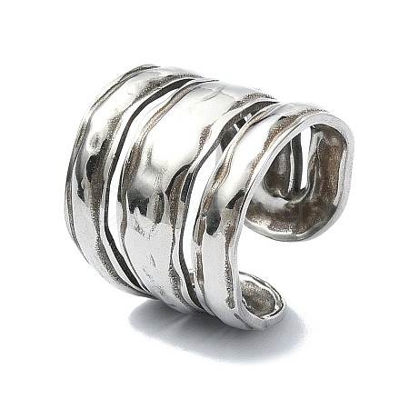 304 Stainless Steel Cuff Rings for Women RJEW-M019-04P-1