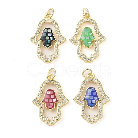 Brass Micro Pave Clear Cubic Zirconia Pendants KK-Q813-04G-1