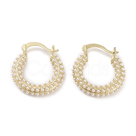 Plastic Imitation Pearl Hoop Earrings EJEW-E310-01G-1