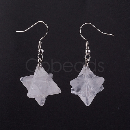 Natural Crystal Dangle Earrings X-EJEW-P130-A10-1