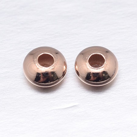 Real Rose Gold Plated Saucer 925 Sterling Silver Spacer Beads STER-M103-01-4mm-RG-1