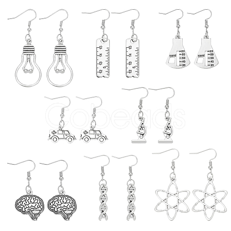 ANATTASOUL 8 Pairs 8 Style Medicine Theme Alloy Dangle Earrings for Women EJEW-AN0003-57-1