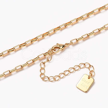 Brass Box Chain Necklaces NJEW-H206-01B-G-1